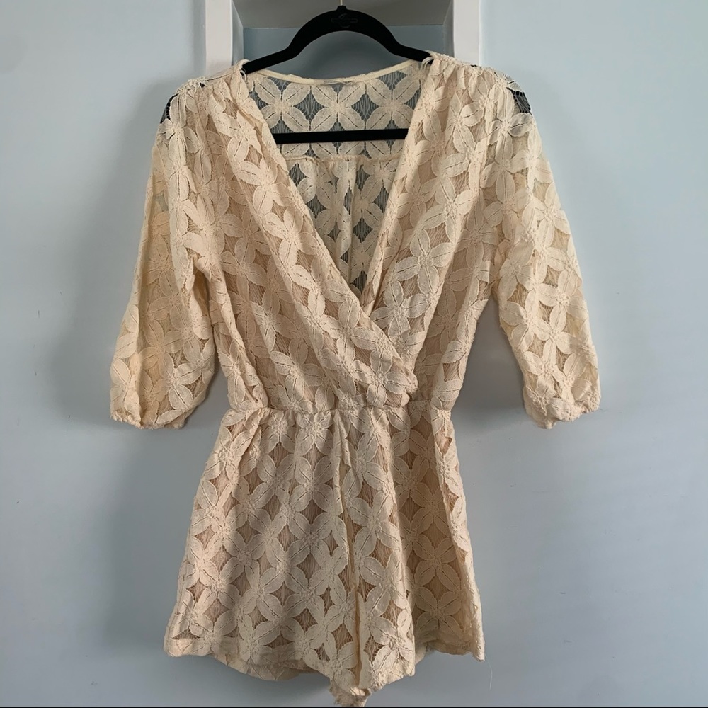 Necessary Clothing Ivory Lace Romper | Size S | Smoke Free Home
